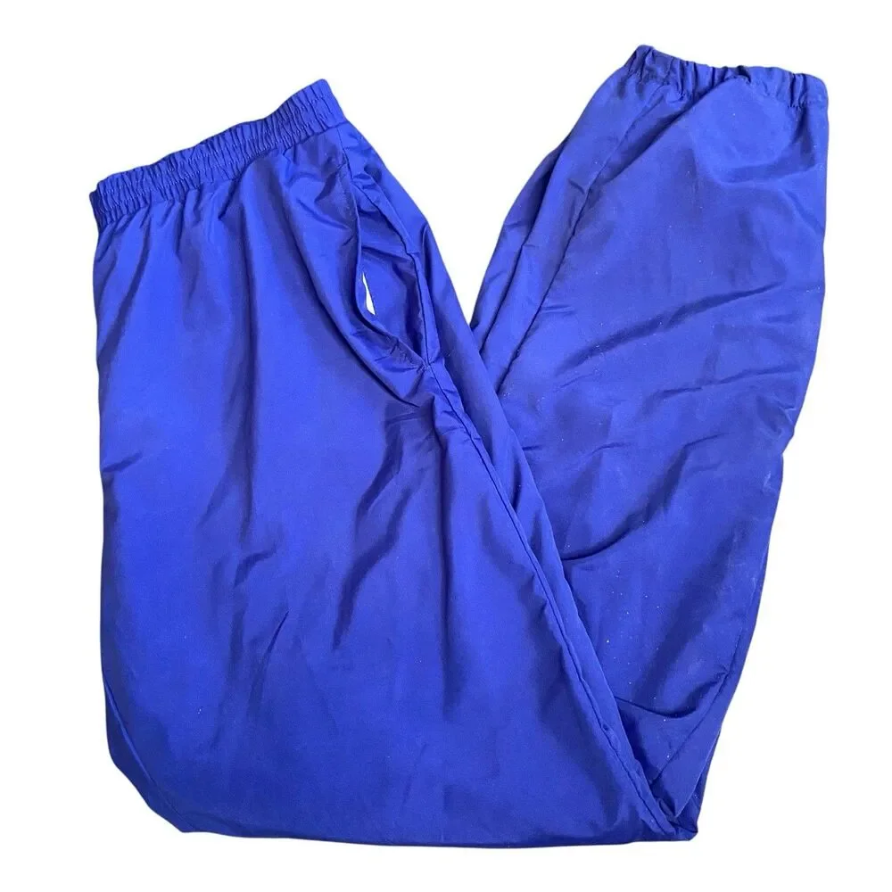 VTG Bill Blass Menswear Joggers Track Pants Lined Royal Blue Ankle Zippers Sz L